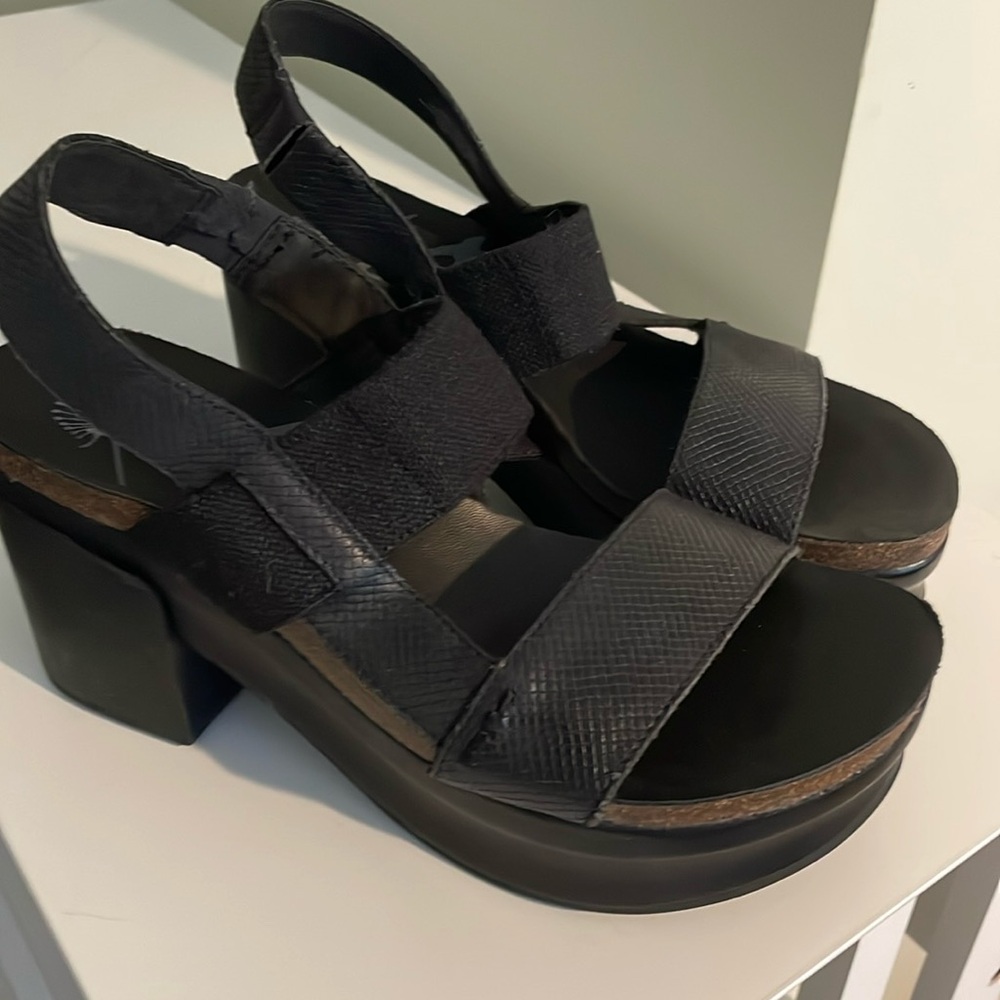 Chunky black wedge sandal